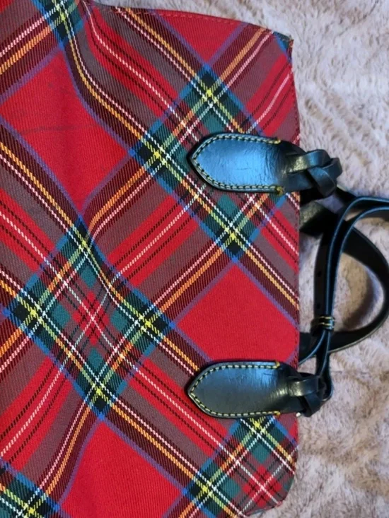 Dooney & Bourke Red Plaid Satchel Tote - Picture 7 of 9